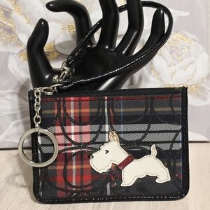 Coach Tartan Scotty Dog Slim ID Card Holder Wristlet Keyring F48073